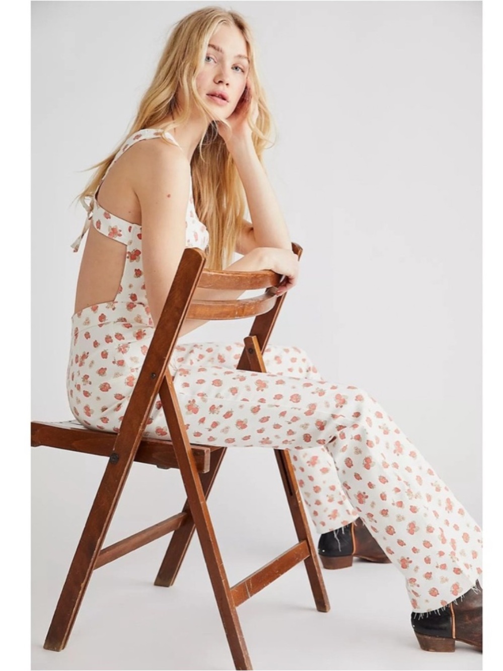 Free People We the Free CRVY 2nd Ave One Piece Strawberry Overalls Size 10
